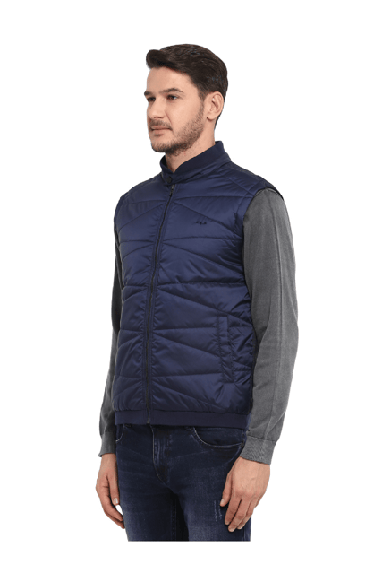 ColorPlus Navy Slim Fit Sleeveless Outer Jacket