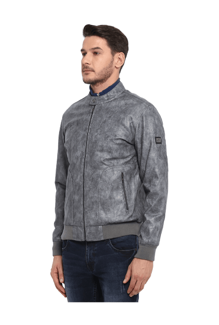 Buy ColorPlus Grey Slim Fit Full Sleeves Outer Jacket for Men