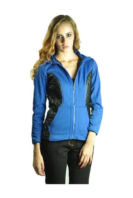 Buy The Vanca Blue Faux Leather Jacket for Women Online Tata CLiQ