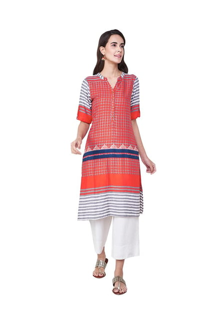 Global Desi Red Checks Tunic