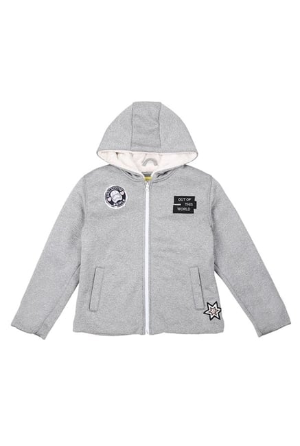 Gini & Jony Kids Grey Textured Hoodie