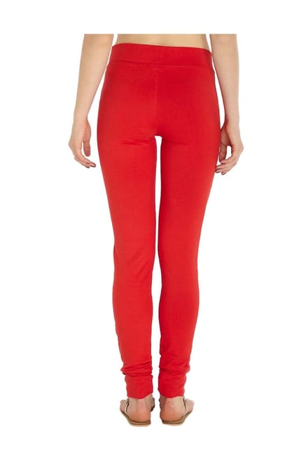 Lyra Red Cotton Ankle Length Pants