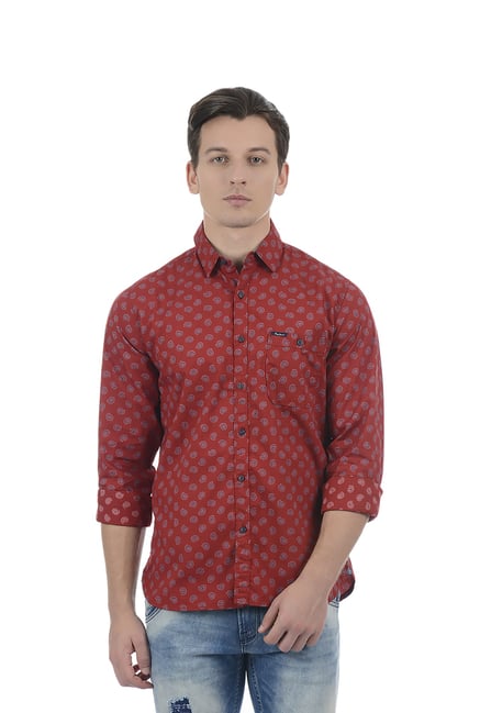 Buy Pepe Jeans Red Regular Fit Printed Shirt from top Brands at