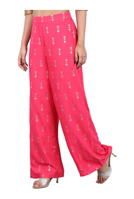 Buy W Fuchsia Printed Parallel Pants for Women Online @ Tata CLiQ