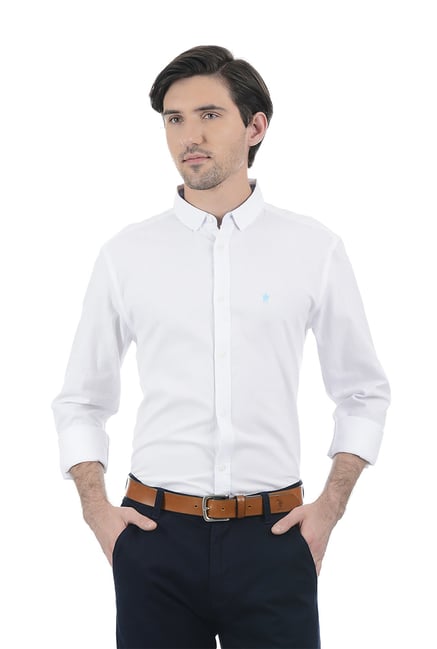French Connection White Cotton Slim Fit Shirt