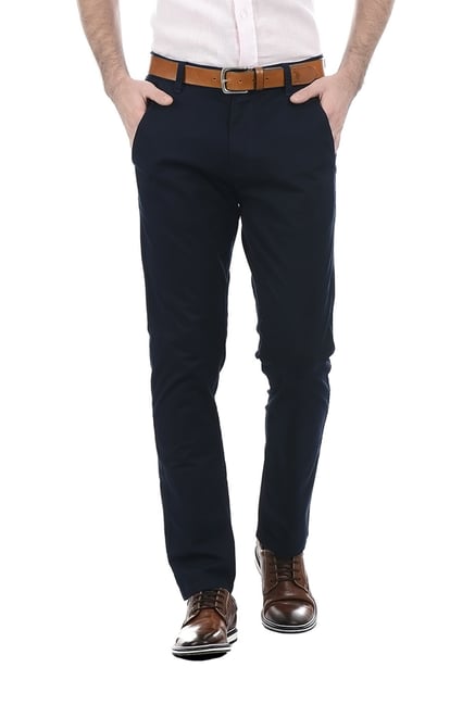 Buy French Connection Dark Brown Linen Slim Fit Chino Trousers - Trousers  for Men 799649 | Myntra