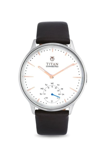 titan connected white dial smart watch