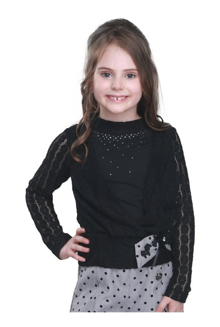 Cutecumber Kids Black Embellished Party Top