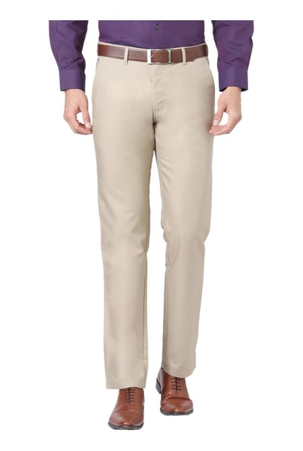 Buy Louis Philippe Sport Khaki Cotton Slim Fit Self Pattern Trousers for  Mens Online @ Tata CLiQ