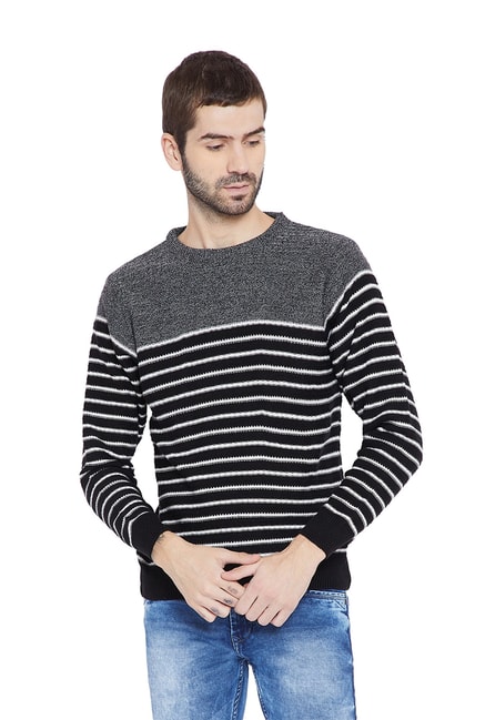 Buy Duke Black Striped Full Sleeves Sweater for Men Online @ Tata CLiQ