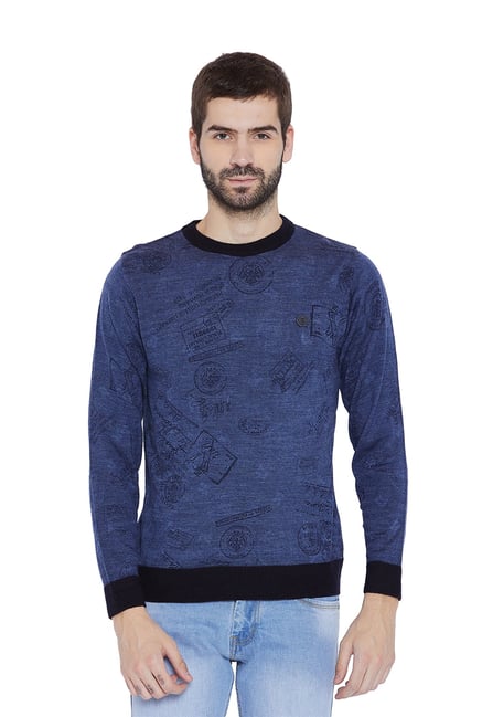 Buy Duke Navy Full Sleeves Printed Sweater for Men Online Tata CLiQ