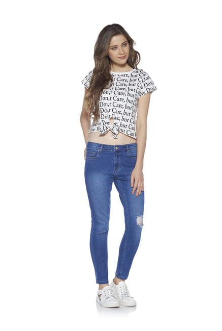 Buy Zudio White Carmen Pure Cotton Crop Top for Women Online @ Tata CLiQ