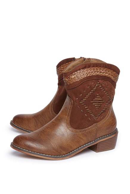 Westside Brown Weave Textured Boots 