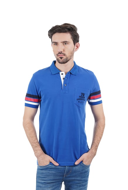 Fcuk French Connection Blue Polo T-Shirt