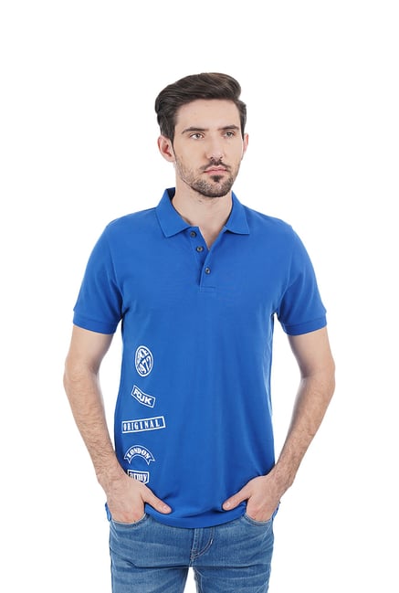 Fcuk French Connection Blue Polo T-Shirt