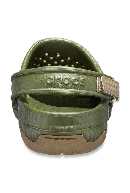 olive green fuzzy crocs
