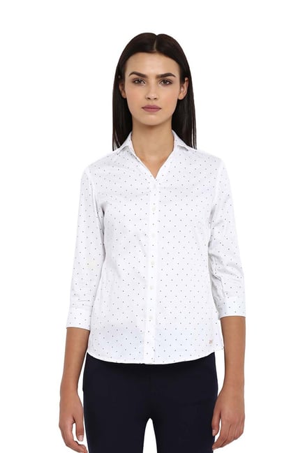 Park Avenue Woman White Printed Shirt