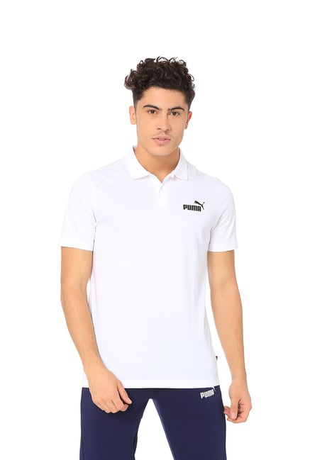 Buy Puma White Polo Collar Cotton T Shirt For Men S Online Tata