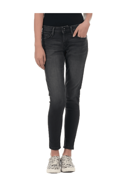 Pepe Jeans Black Skinny Fit Lightly Washed Jeans