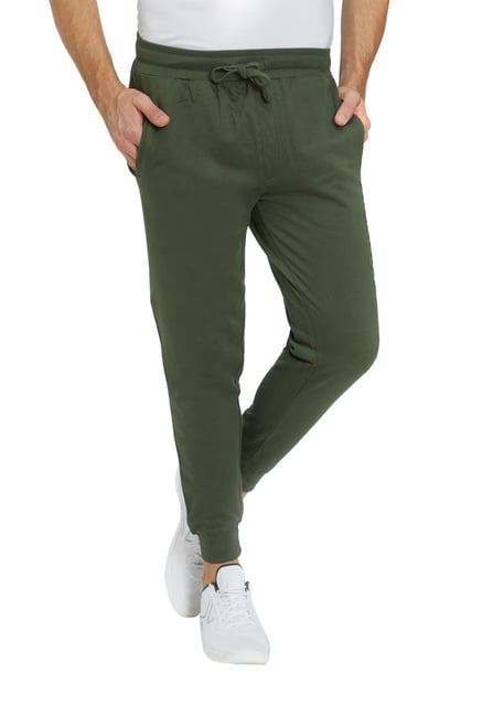green cotton joggers