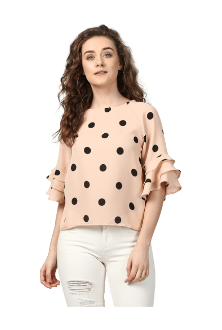 beige polka dot top