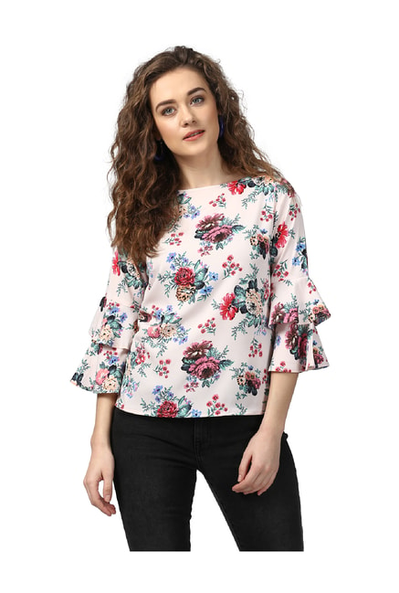 Harpa Cream Floral Print Top Price in India