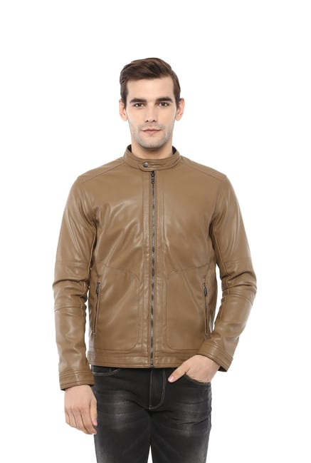 Buy celio* Tan Full Sleeves Mock Collar Jacket for Men's Online
