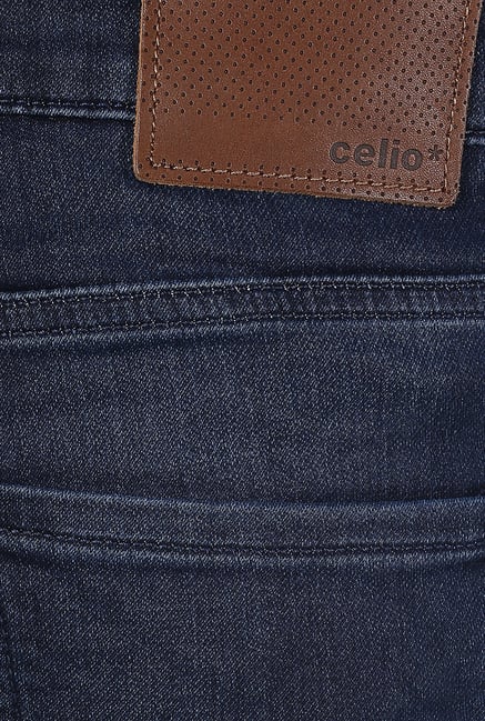 Buy celio* Blue Slim Fit Lightly Washed Jeans for Men's Online @ Tata CLiQ