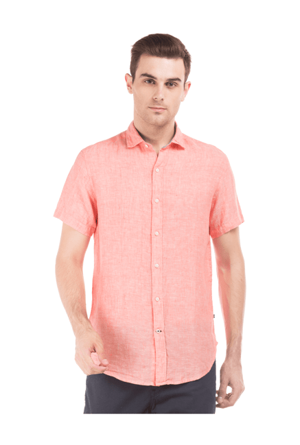 Buy Nautica Orange Regular Fit Textured Linen Shirt for Men Online @ Tata  CLiQ