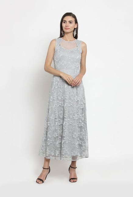 Buy Latin Quarters Grey Lace Midi Dress for Women Online Tata CLiQ