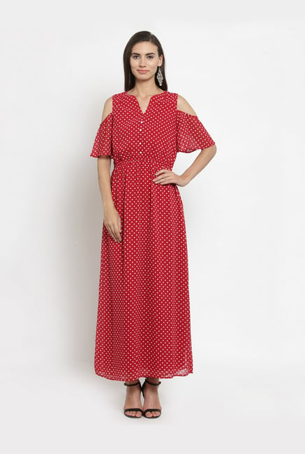 latin quarters dot print maxi dress