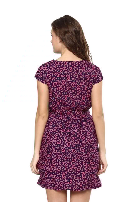 Mayra Purple Printed A Line Dress
