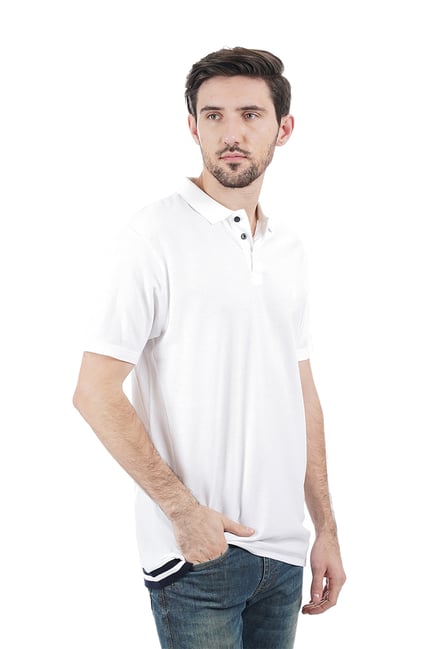 Buy Indian Terrain White Cotton Polo T-Shirt for Men Online @ Tata CLiQ