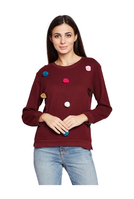 Oxolloxo Maroon Textured Sweatshirt-picture-29