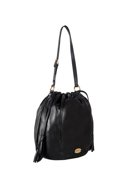 Buy Hidesign Vanilla 01 Black Solid Leather Bucket Sling Bag For Women ...