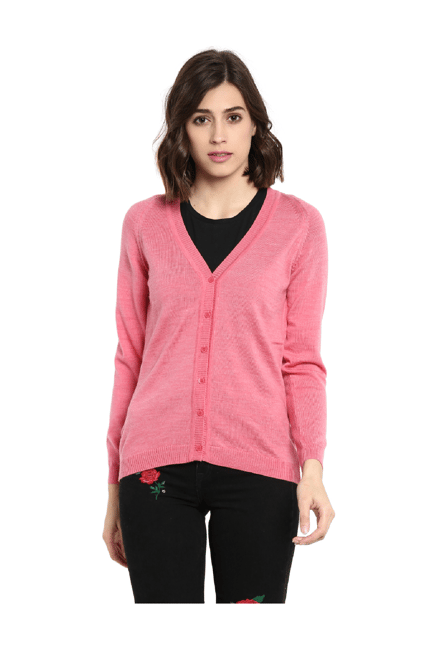 Buy Monte Carlo Light Pink Full Sleeves Cardigan for Women Online