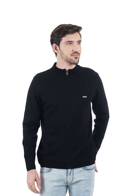 Buy Cloak Decker by Monte Carlo Black Mock Collar Sweater for