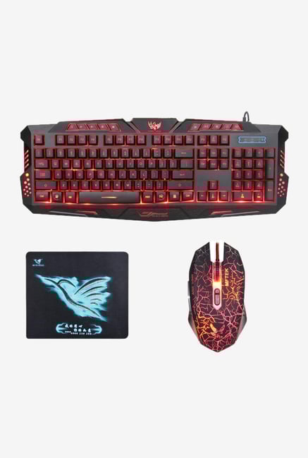 Not Available MFTEK KM400 Gaming Wired Keyboard Mouse and Mousepad Combo Black