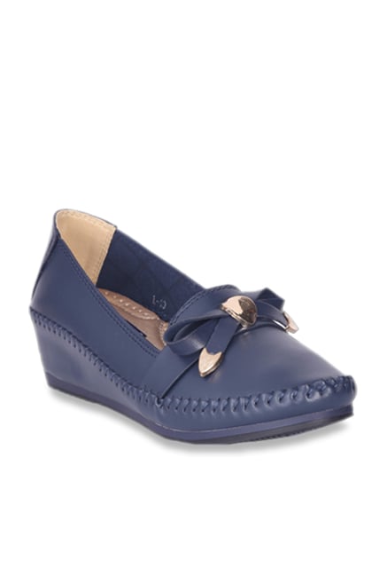 navy wedge loafers