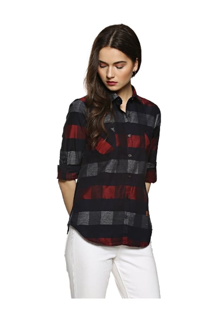 Campus Sutra Black & Red Checks Shirt Price in India