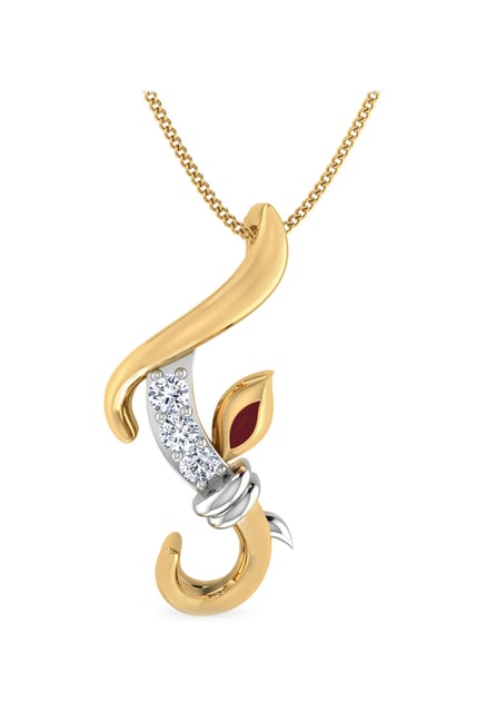 PC Jeweller F Ganesha 18 kt Gold Diamond Pendant