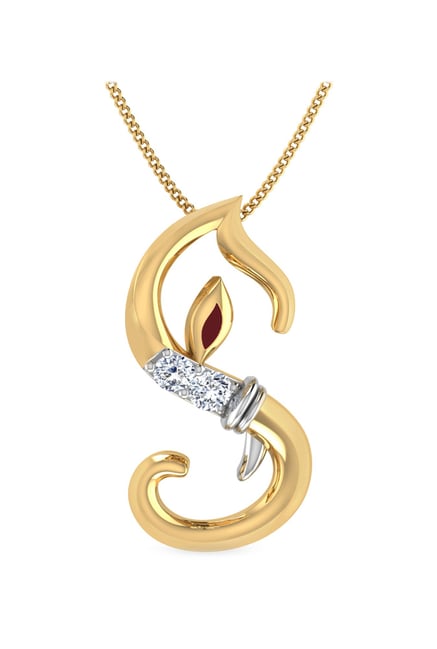 PC Jeweller S Ganesha 18 kt Gold & Diamond Pendant without Chain