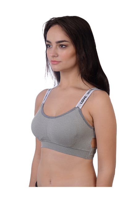 Buy Da Intimo Grey Non Wired Padded Sports Bra for Women Online