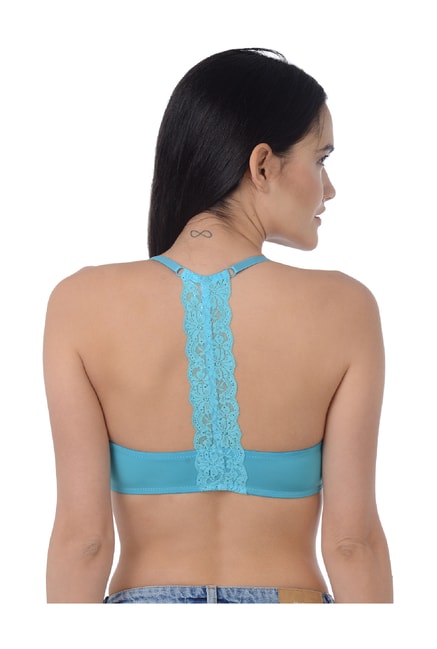Buy Da Intimo Blue Under Wired Padded Front Open Bra for Women