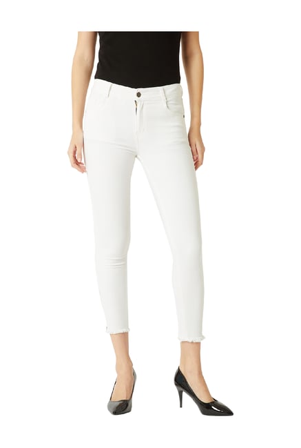 Miss Chase White Skinny Fit Raw Denim Jeans-picture-23