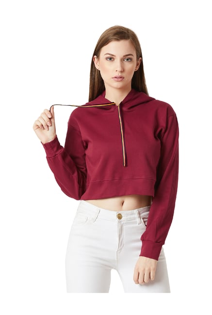 maroon crop hoodie