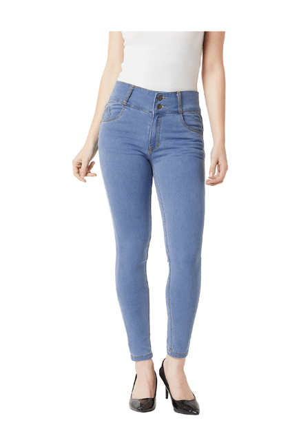 Miss Chase Blue Skinny Fit Lightly Washed High Rise Jeans