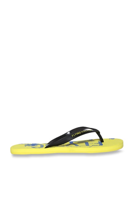 black and yellow flip flops