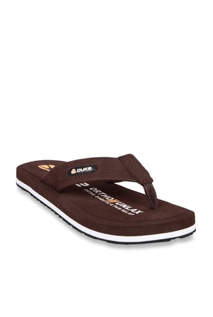 Duke Men's Brown & White Flip Flops