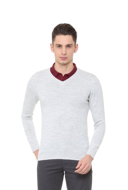 Buy Allen Solly Grey V Neck Sweater for Men's Online Tata CLiQ